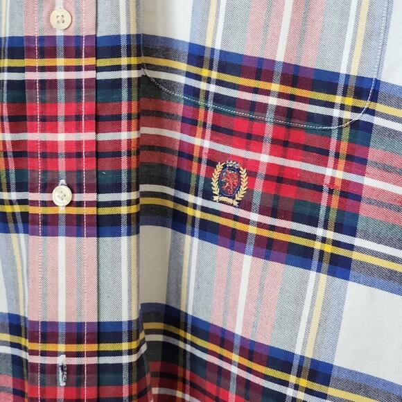 y2k Tommy Hilfiger cotton‎ red plaid mens button up long sleeve shirt L - Picture 2 of 7